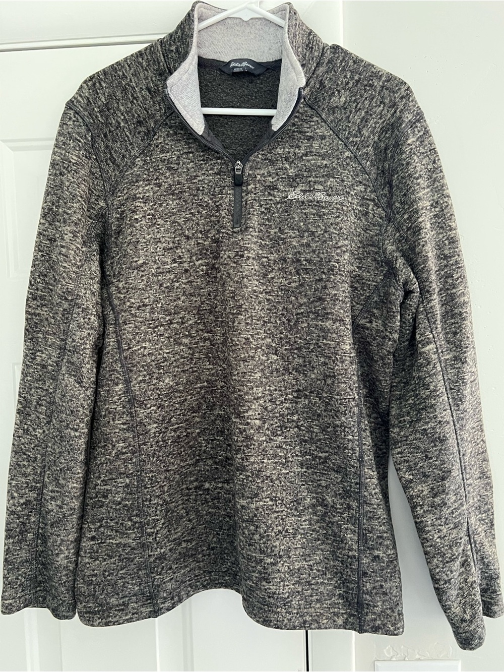 Eddie Bauer Men's Heather Charcoal Quarter-Zip Pullover